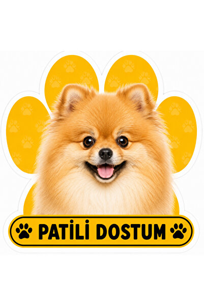Parti Tasarla Pawed Friend Pomeranian Dog Sticker |   20X15 cm Self-Adhesive ...