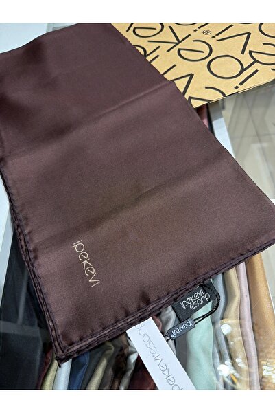 ipekevi Plain Twill Silk Scarf Brown 01116