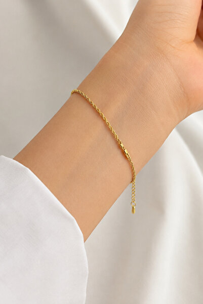 Balenbi Jewelry Women's Thin Twisted Chain Gold Color Non-Tarnish Steel Brace...