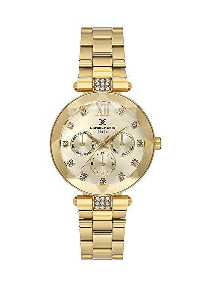 Daniel Klein 32 mm Women's Wristwatch with Yellow Dial and Gold Color Strap, ...