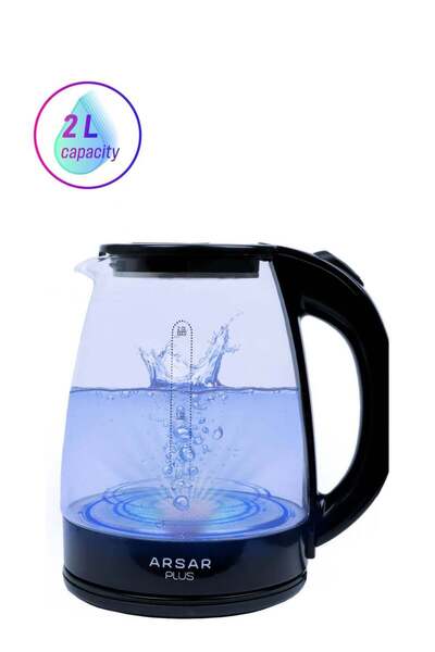 ARSAR PLUS 2 Liter Glass Body Electric Cordless Kettle with 360 Swivel Base 2...
