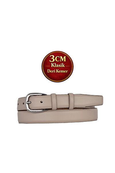 GoDeri Genuine Leather, 3 cm Black Nickel Color Buckle, Mink, Stitched Classi...