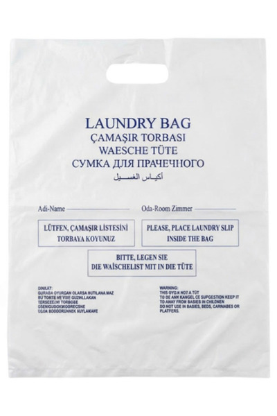 PLAZA TİCARET Otel Tipi Kirli Çamaşır Poşeti Laundry Bag 100 Adet