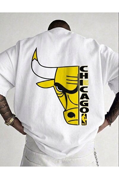 LELVANİ Unisex Colorful Chicago Bulls Printed Crewneck T-Shirt