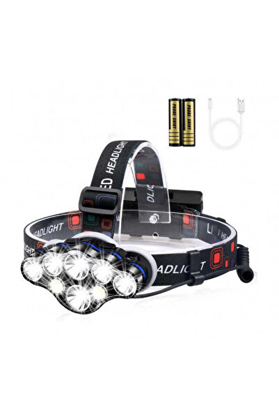 Vivendo Lanterna de cap premium cu 8 LED-uri, rezistenta la apa