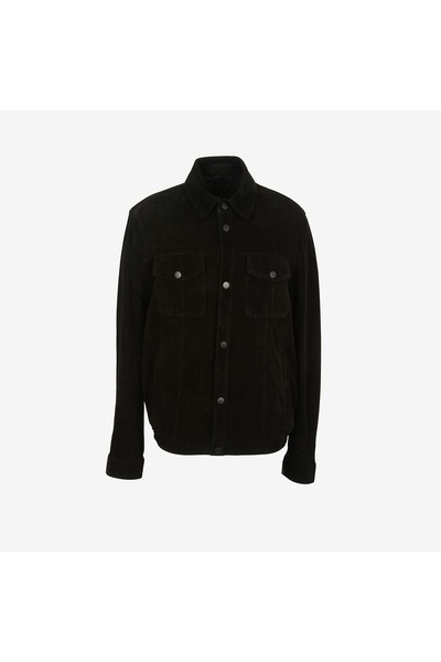 MOCASSINI Men's Shirt Collar Leather Suede Coat K-2657