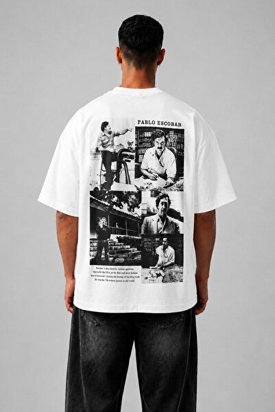 PE Beyaz Oversize Unisex Streetwear Baskılı Tişört