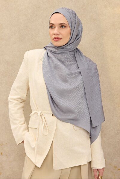 Silk Home شال قطني من نايا بنمط SH باللون الرمادي