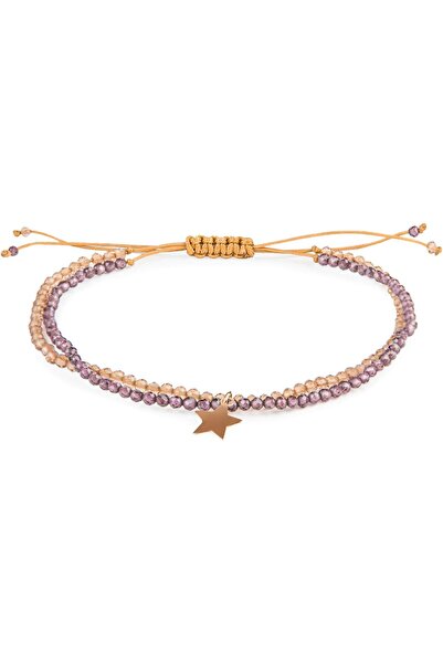 MINZA Lady Star Women's Bracelet, 18K Gold, Beaded Bracelet, Handmade Adjusta...