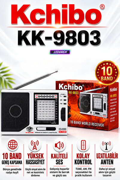 L'eDoren KK-9803 Taşınabilir Cep Radyosu AM FM SW 10 Bantlı Pilli Mini Deprem...