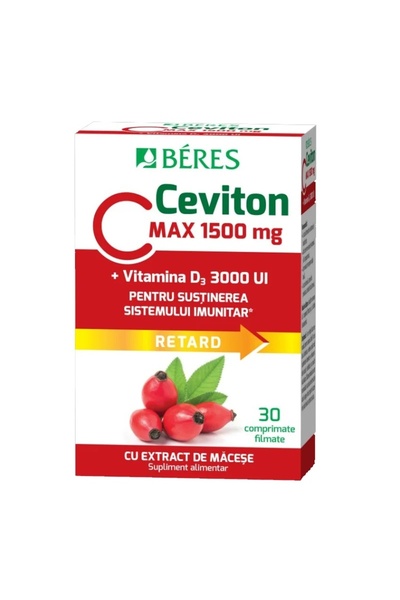 Beres Vitamina C 1500 mg + Vitamina D3 3000 UI, Ceviton, 30 comprimate filmate,