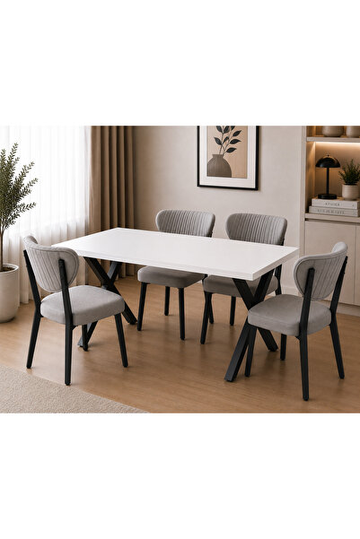 Cosargroup ELMA Sandalye 70X110 BEYAZ Yemek Masası Mutfak Masası 4 Kişilik Ma...
