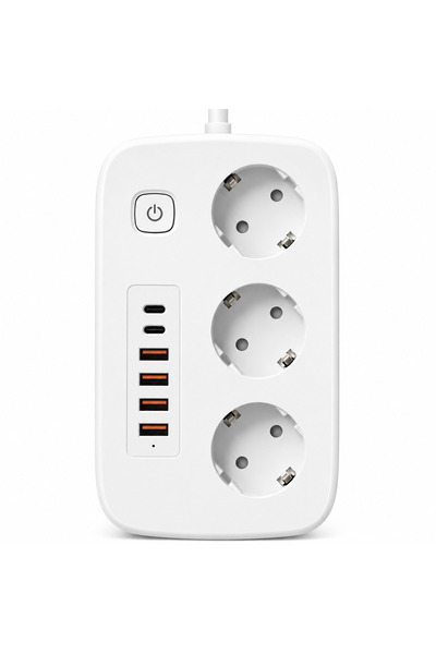 Zoku 6 Portlu USB-C USB Hızlı Şarjlı Akım Korumalı 3'lü Uzatma Kablosu Priz A...