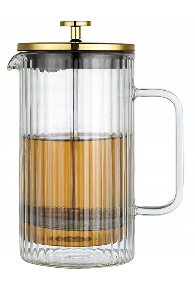 Klausberg Presă franceză de cafea și ceai, din sticlă, 1 litru, auriu, KB7761