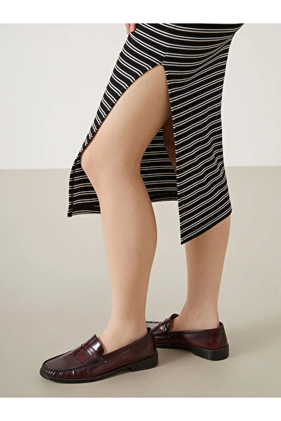 LC Waikiki Black Crew Neck Striped Dress