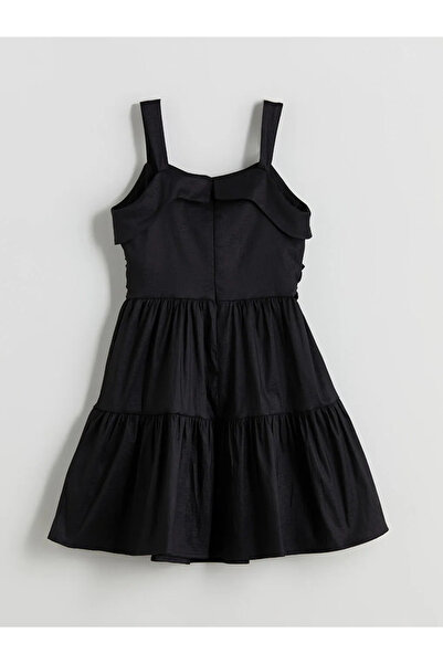 LC Waikiki Black Square Collar Girl's Evening Dress