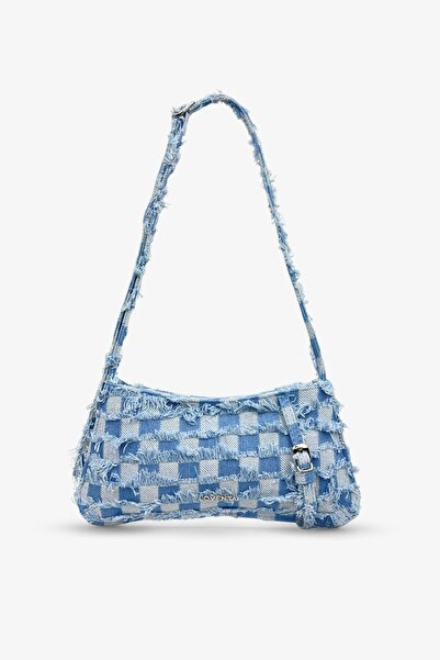 LOVENTA Belt Detailed Shoulder Bag Denim Blue Eleanor