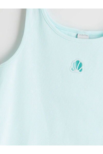 LC Waikiki Turquoise Crew Neck Girls' Crop Tank Top