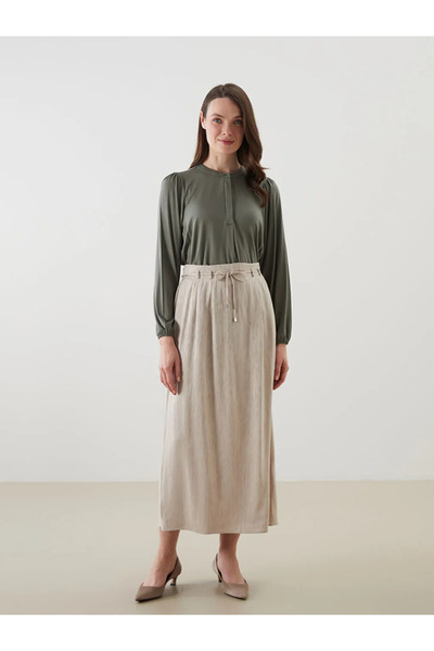 LC Waikiki Beige Loose Fit A-Line Women's Skirt