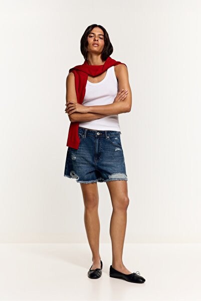 LEFTIES Distressed denim şort