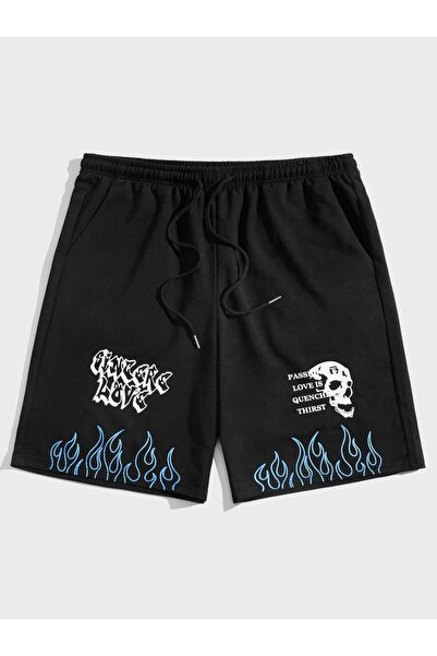 classy moda Oversize Black Shorts - Streetwear Graphic Printed