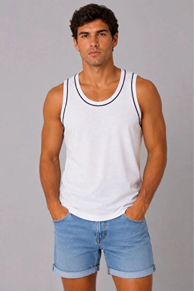 VELİZADE Men's Comfort Model Slim Fit Sleeveless Model Anti-Sweat Combed Cott...