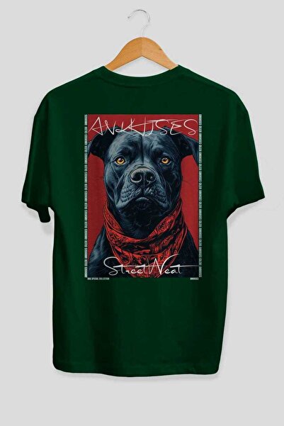 Ankhises Tricou verde supradimensionat cu imprimeu câinele "For Dog's Sake 32...