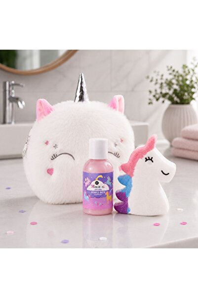 ACCENTRA Bath set for children MAGICAL UNICORN in a plush cosmetic bag, bath ...