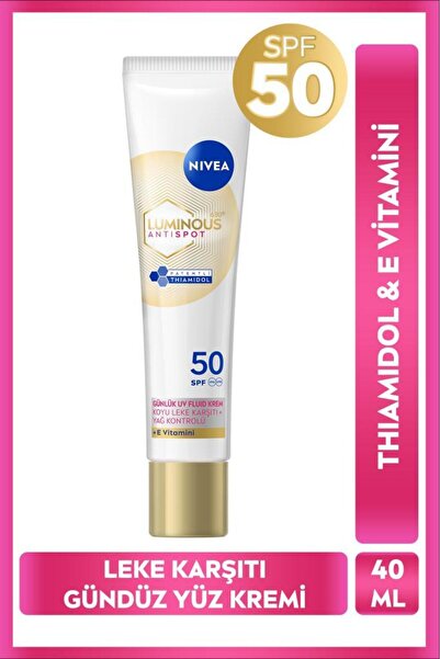 NIVEA SPF50 Luminous630 Leke Karşıtı Güneş Koruyucu Yüz Kremi 40ml, Hyaluroni...