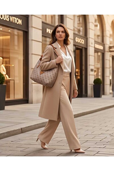 LCW STEPS MONOGRAM BASKILI KADIN OMUZ VE EL ÇANTASI
