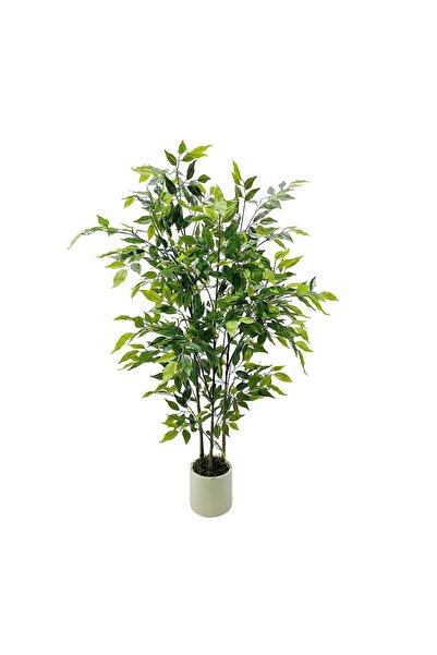 Garvee 180cm Artificial Ficus Tree Silk with Imitation White Ceramic Planter ...