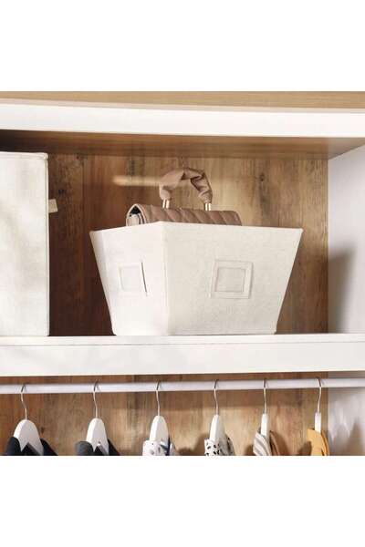 PAN HOME Coppell Canvas Storage Basket 33x25.4x20.3 Cm - Cream