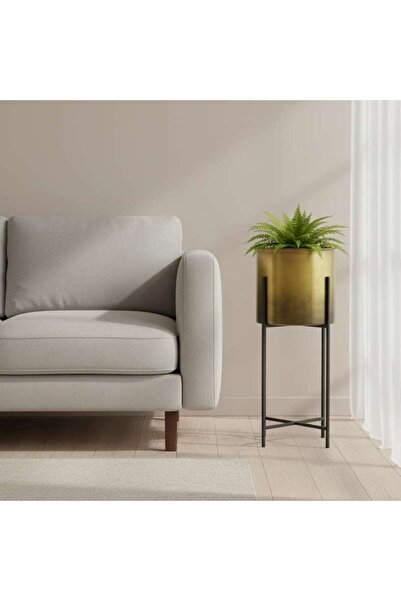 PAN HOME مزهرية معدنية عتيقة الطراز مع حامل 28×28×71 سم - نحاسية