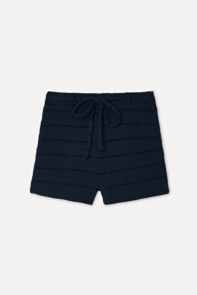Mudo Women's Navy Blue Comfort Fit Knitted Shorts