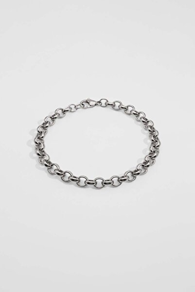 ablukaonline Unisex Round Ring Steel Bracelet Silver