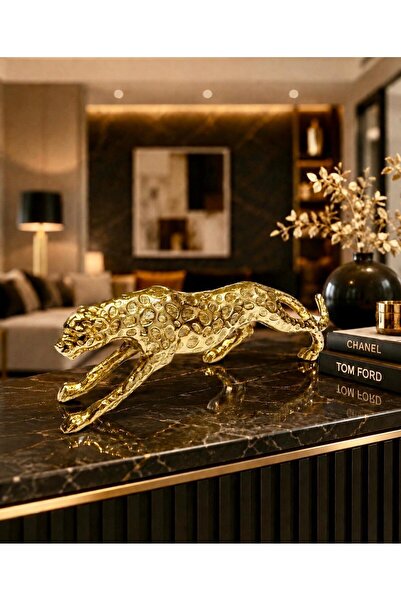 Santara Avangarde Metal Döküm Gold İthal Kaplan Dekoratif Ev & Ofis Obje Ve B...