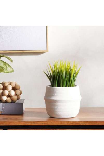 PAN HOME Adela Stoneware Planter 15x15x11.8cm - White