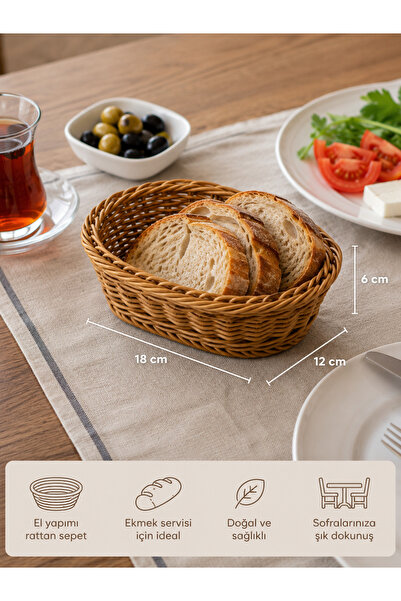 PALU GASTRO 18X12X6 cm Oval Rattan Bread Basket Wicker Look Multi-Purpose Basket