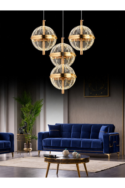 Luxira Aydınlatma Küre 4'lü Gold 3 Renk Led Modern Ledli Avize