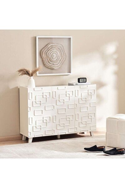PAN HOME Nevada Shoe Rack 16 Pairs With 3 Door - White
