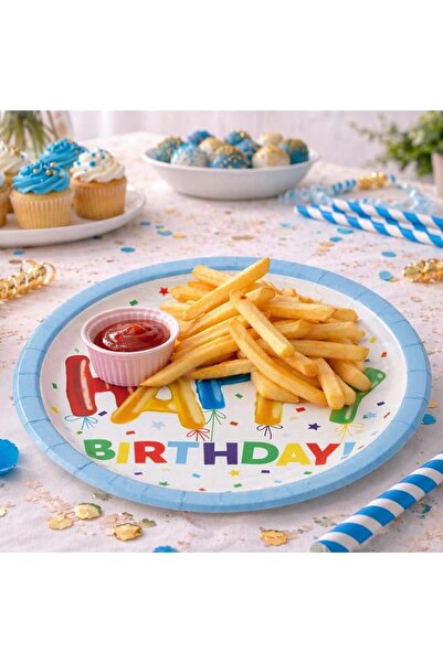PAN HOME Aura 10-piece Disposable Birthday Party Serving Plate Dia22.3x2.4cm ...