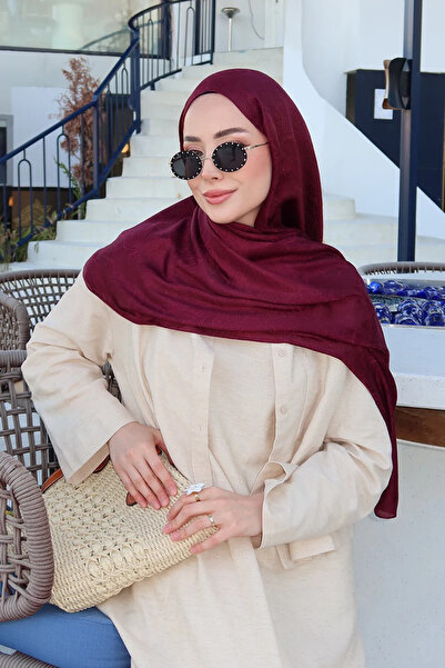 Madame Polo شال جاكار فاخر متوهج - أحمر داكن