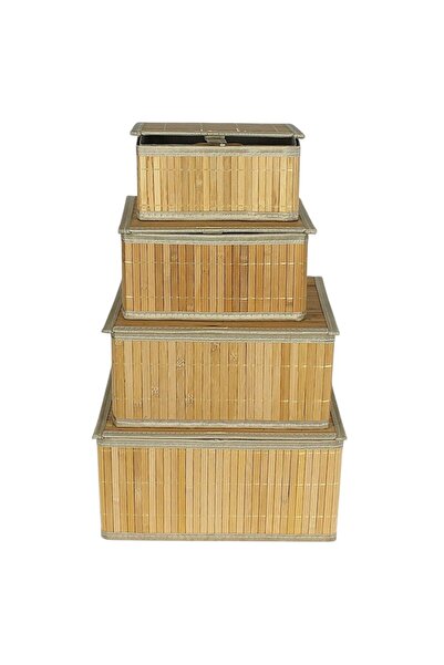 Otantik Çarşı Bamboo Covered Basket Set of 4