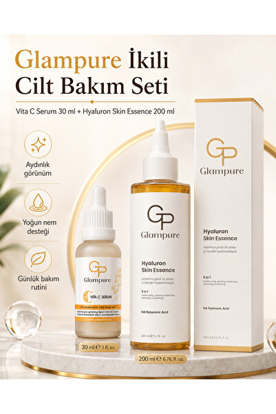 C Vitamini Serum 30 ml + Hyaluron Skin 200 ml Aydınlık ve Nem Bakım Seti