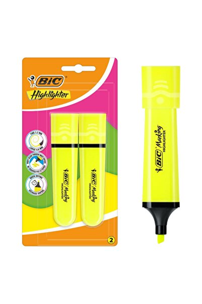 Bic Set 2 markere evidentiatoare, Bic, Highlighter Flat, Galben Neon