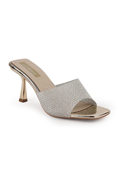 Libero Women's Silvery Heeled Slippers Metallic Single Band Open Toe Stylish ...