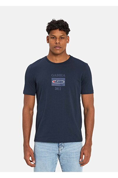 Lacivert Classic Fit Baskılı T-Shirt