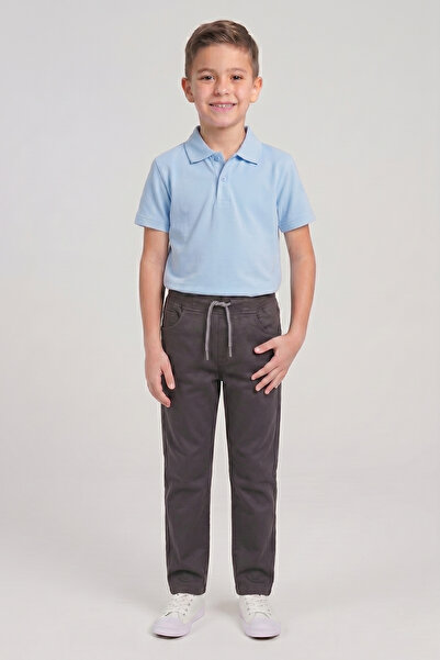 nacar çarşı Boy's Baby Blue Short Sleeve Polo Collar T-Shirt Smoked Ribbed Wa...