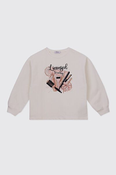 Panço Girl's Ecru Sweatshirt