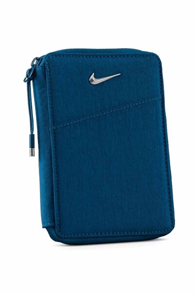 Nike Metal Logo Petrol Blue Zippered Travel Wallet and Passport Holder / Mult...